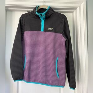 L.L. Bean Womens Airlight Knit Pullover Sweatshirt Snap-Front High Neck Purple S